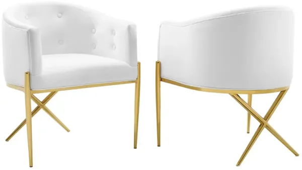 Savour Accent Dining Armchair Performance Velvet Set of 2 by Modway White