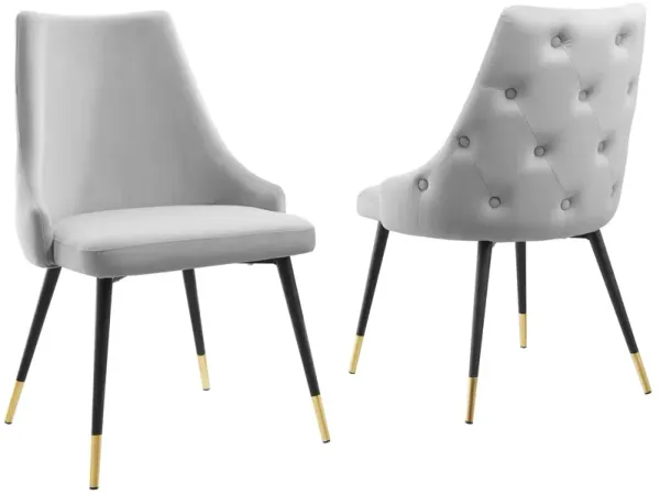 Adorn Dining Side Chair Performance Velvet Set of 2 by Modway Light Gray