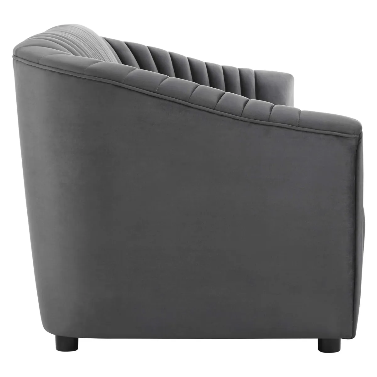 Announce Performance Velvet Channel Tufted Sofa by Modway Charcoal