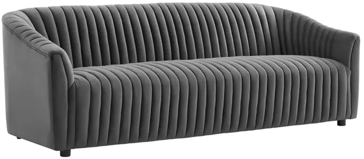 Announce Performance Velvet Channel Tufted Sofa by Modway Charcoal