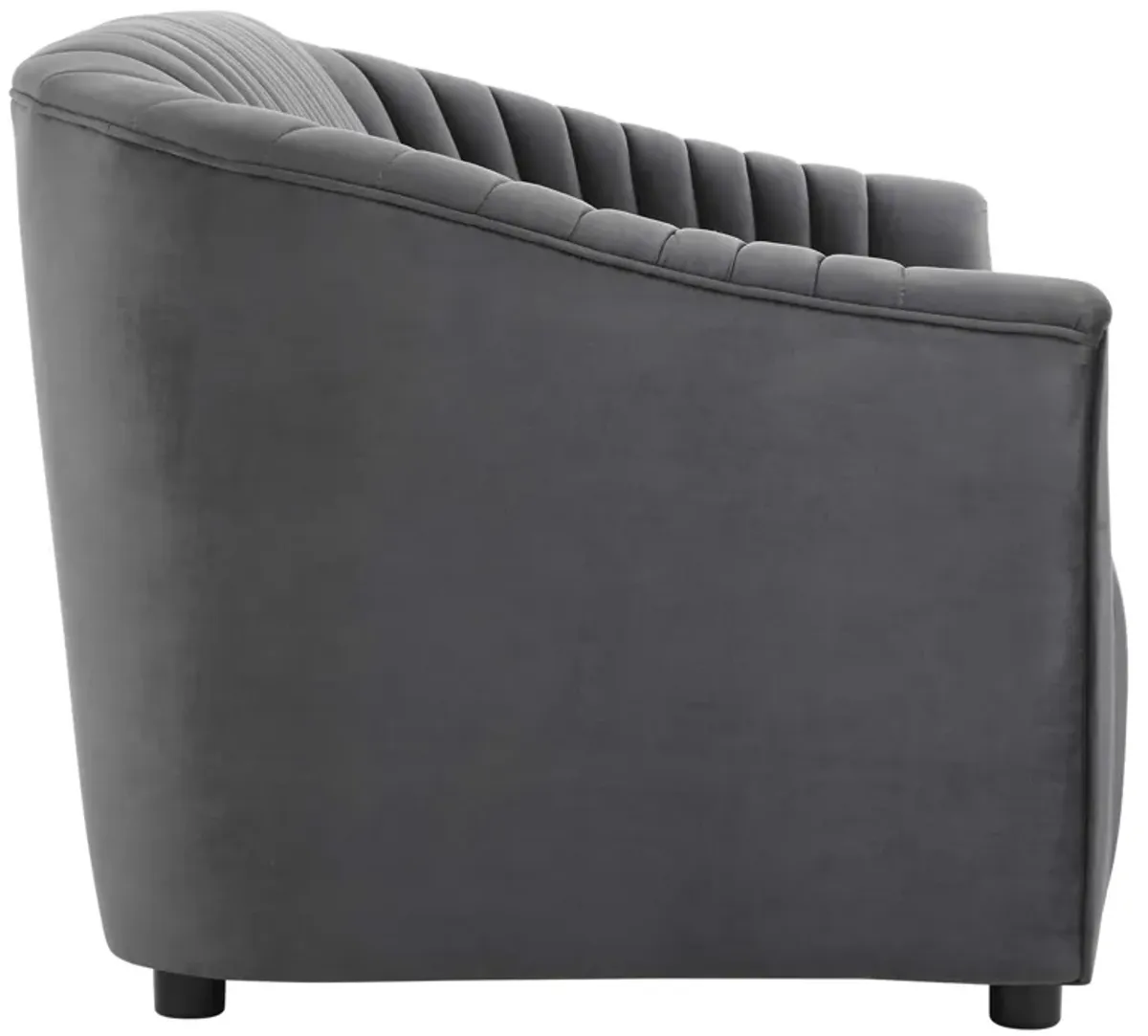 Announce Performance Velvet Channel Tufted Loveseat by Modway Charcoal