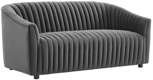 Announce Performance Velvet Channel Tufted Loveseat by Modway Charcoal
