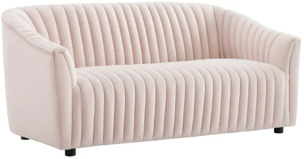 Announce Performance Velvet Channel Tufted Loveseat by Modway Pink
