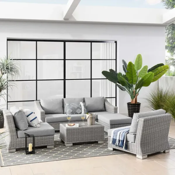 Conway 5-Piece Outdoor Patio Wicker Rattan Furniture Set by Modway Light Gray Gray