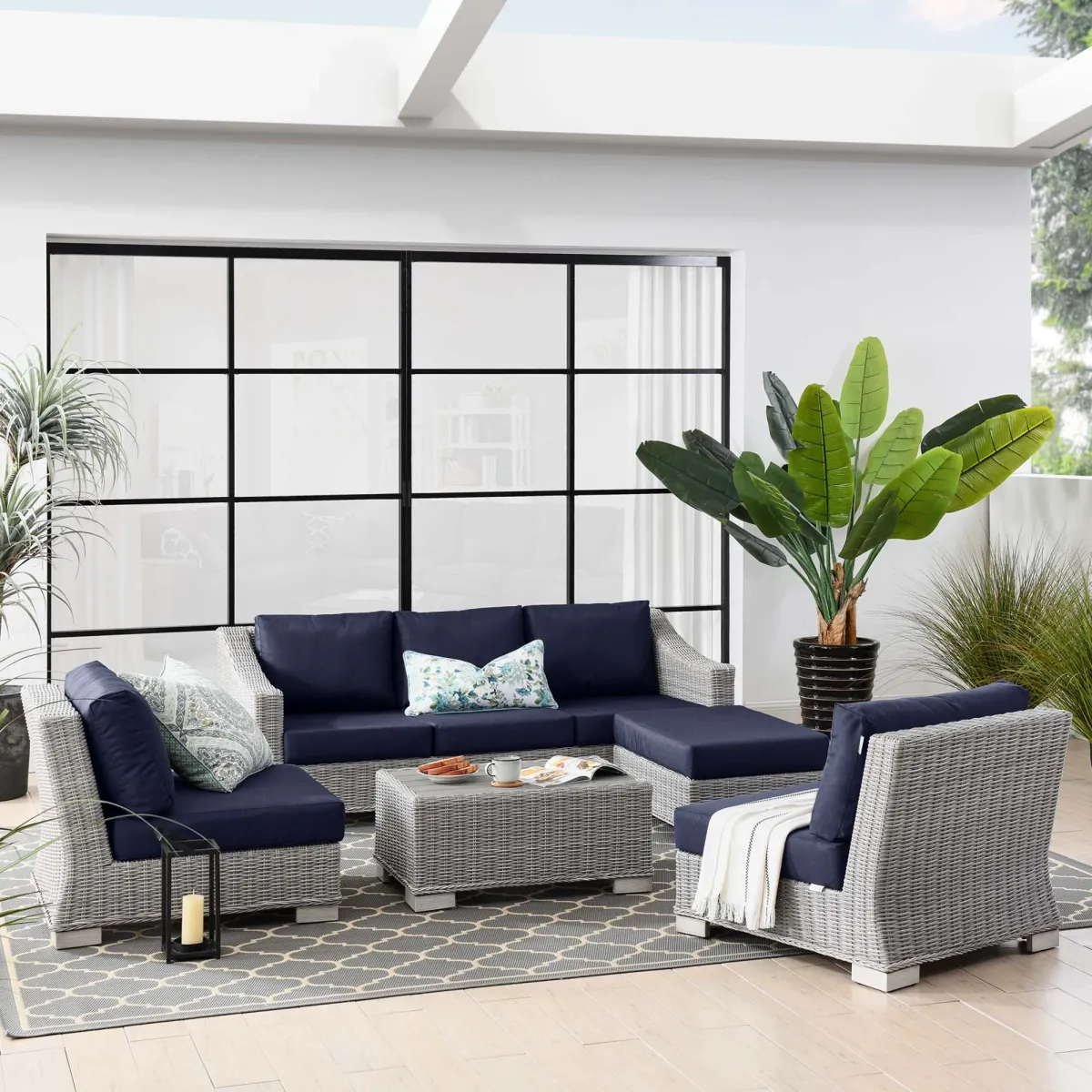 Conway 5-Piece Outdoor Patio Wicker Rattan Furniture Set by Modway