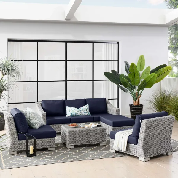 Conway 5-Piece Outdoor Patio Wicker Rattan Furniture Set by Modway