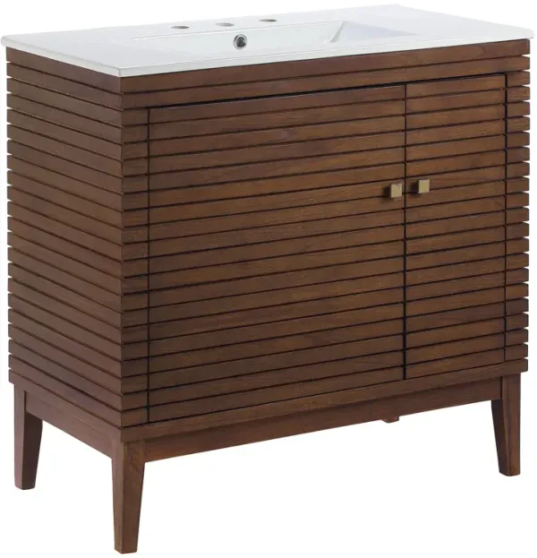 Ledger Bathroom Vanity Basin Included by Modway 36" / Walnut White