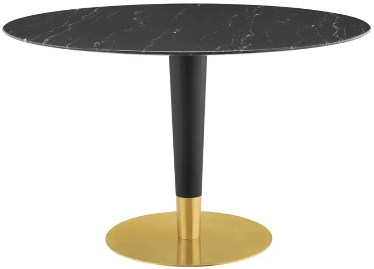 Zinque 47" Artificial Marble Dining Table by Modway Gold Black