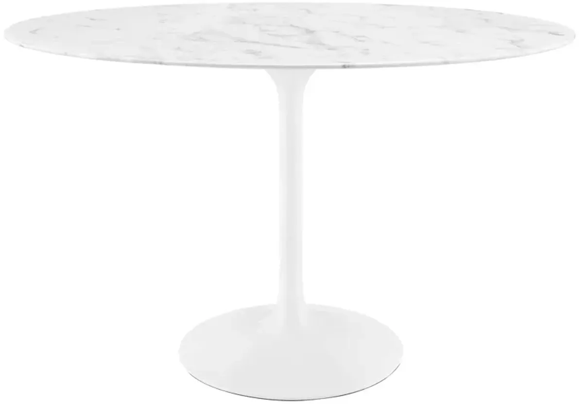 Lippa Oval Artificial Marble Dining Table by Modway 54" / White Black