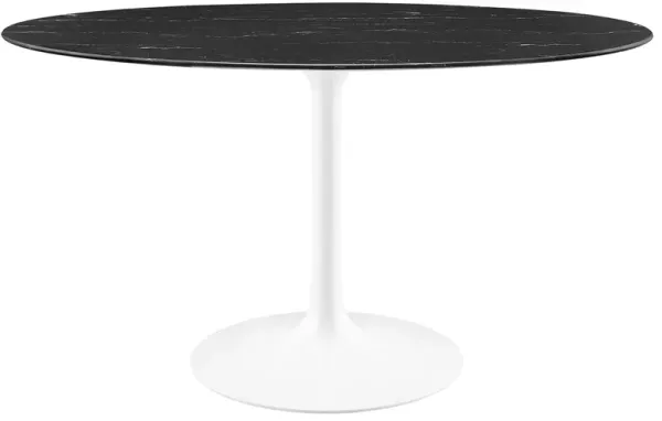 Lippa Oval Artificial Marble Dining Table by Modway 54" / White Black