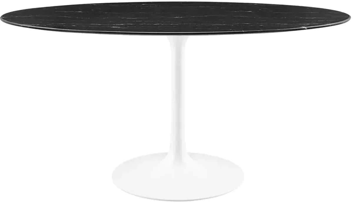 Lippa Oval Artificial Marble Dining Table by Modway 60" / White Black