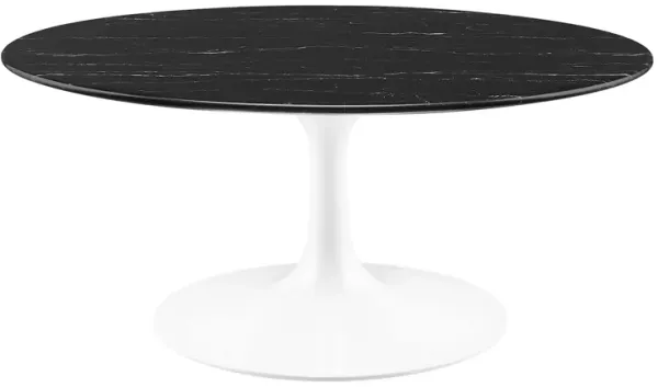 Lippa Round Artificial Marble Coffee Table by Modway 36" / White Black