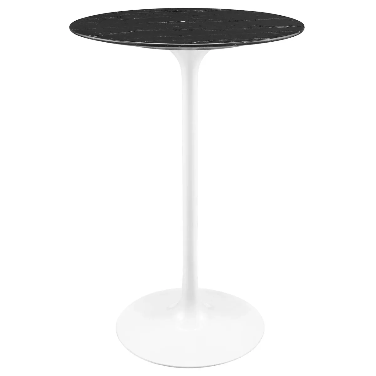 Lippa Round Artificial Marble Bar Table by Modway 28" / White Black