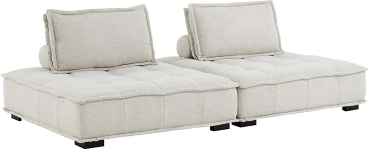Saunter 2-Piece Tufted Fabric Fabric Loveseat by Modway Beige