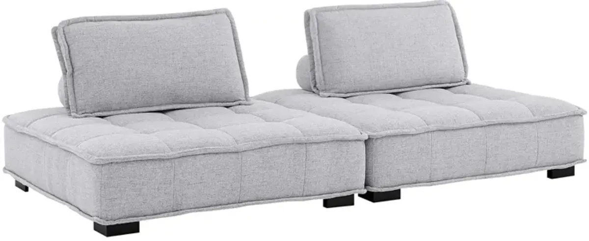 Saunter 2-Piece Tufted Fabric Fabric Loveseat by Modway Light Gray