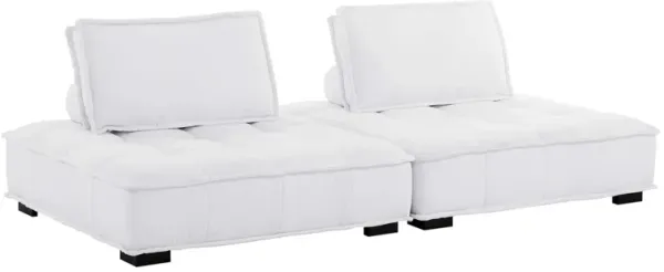 Saunter 2-Piece Tufted Fabric Fabric Loveseat by Modway White