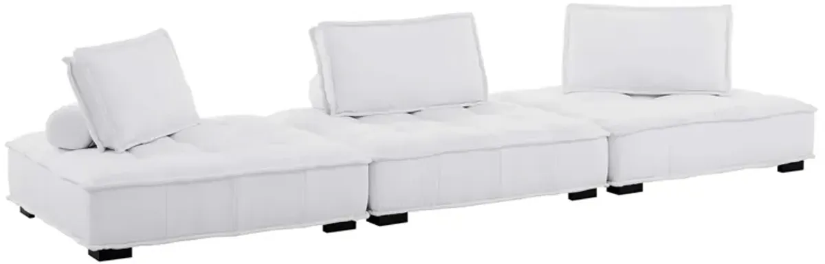 Saunter 3-Piece Tufted Fabric Fabric Sofa by Modway White