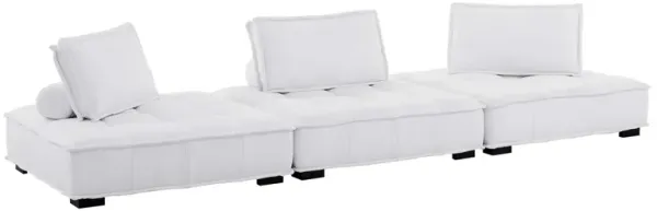 Saunter 3-Piece Tufted Fabric Fabric Sofa by Modway White