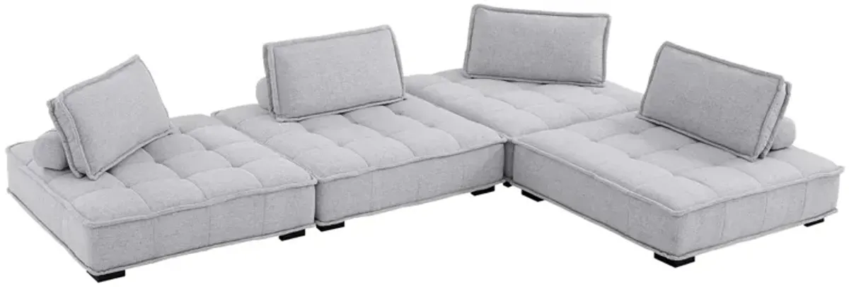 Saunter 4-Piece Tufted Fabric Fabric Sectional Sofa by Modway Light Gray
