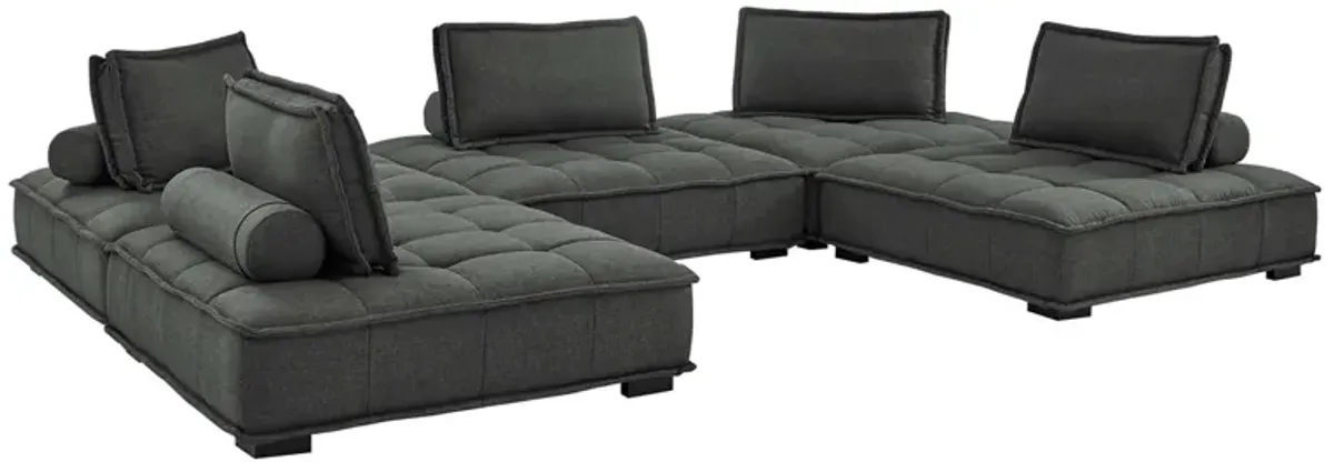Saunter 5-Piece Tufted Fabric Fabric Sectional Sofa by Modway Gray