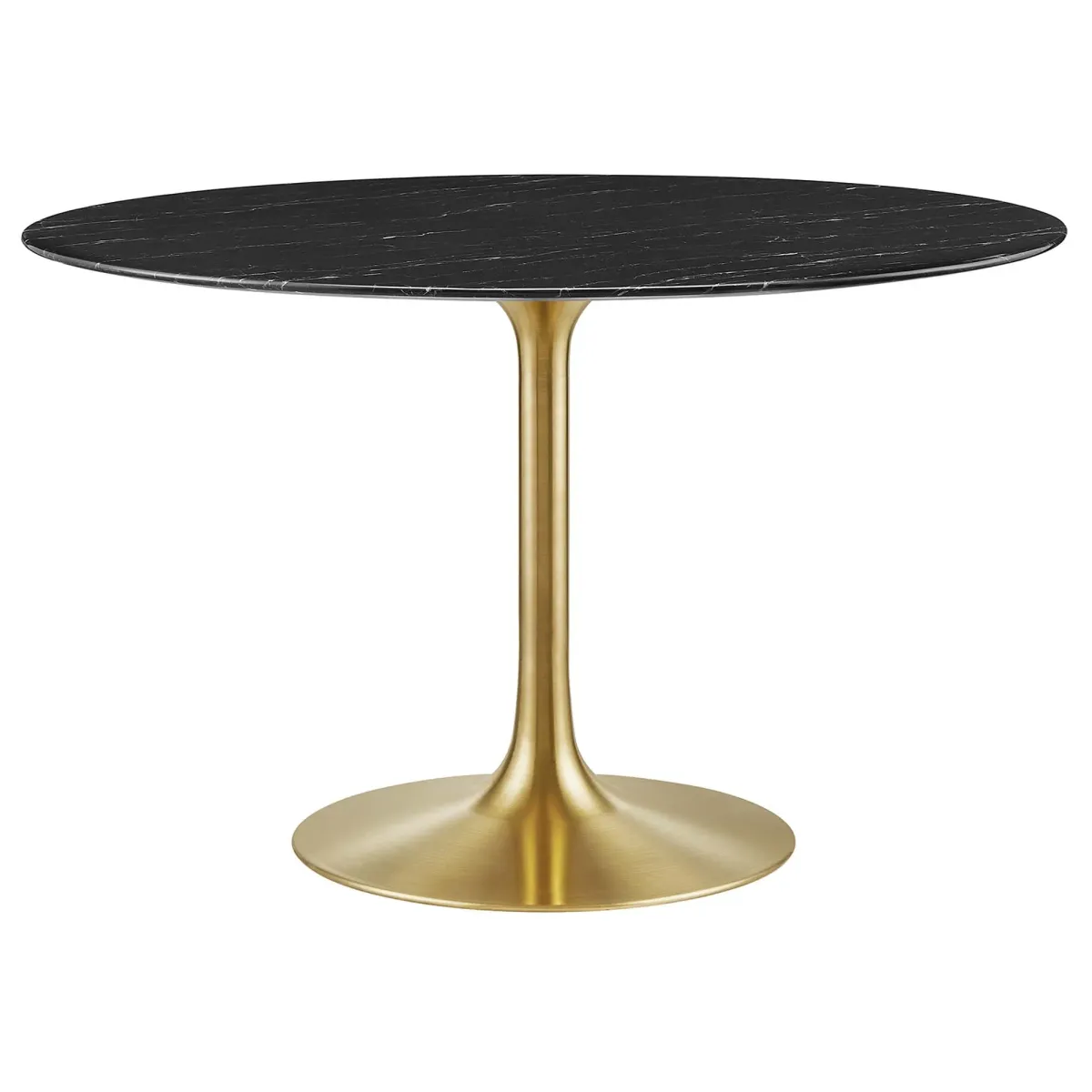 Lippa Round 48" Dining Table by Modway Faux Marble / Gold Black