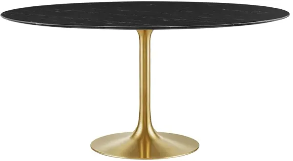 Lippa Round 60" Dining Table by Modway Faux Marble / Gold Black