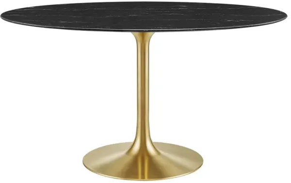 Lippa Oval Artificial Marble Dining Table by Modway 54" / Gold Black