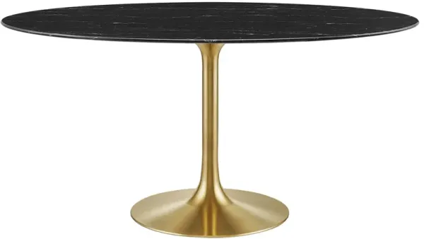 Lippa Oval Artificial Marble Dining Table by Modway 60" / Gold Black