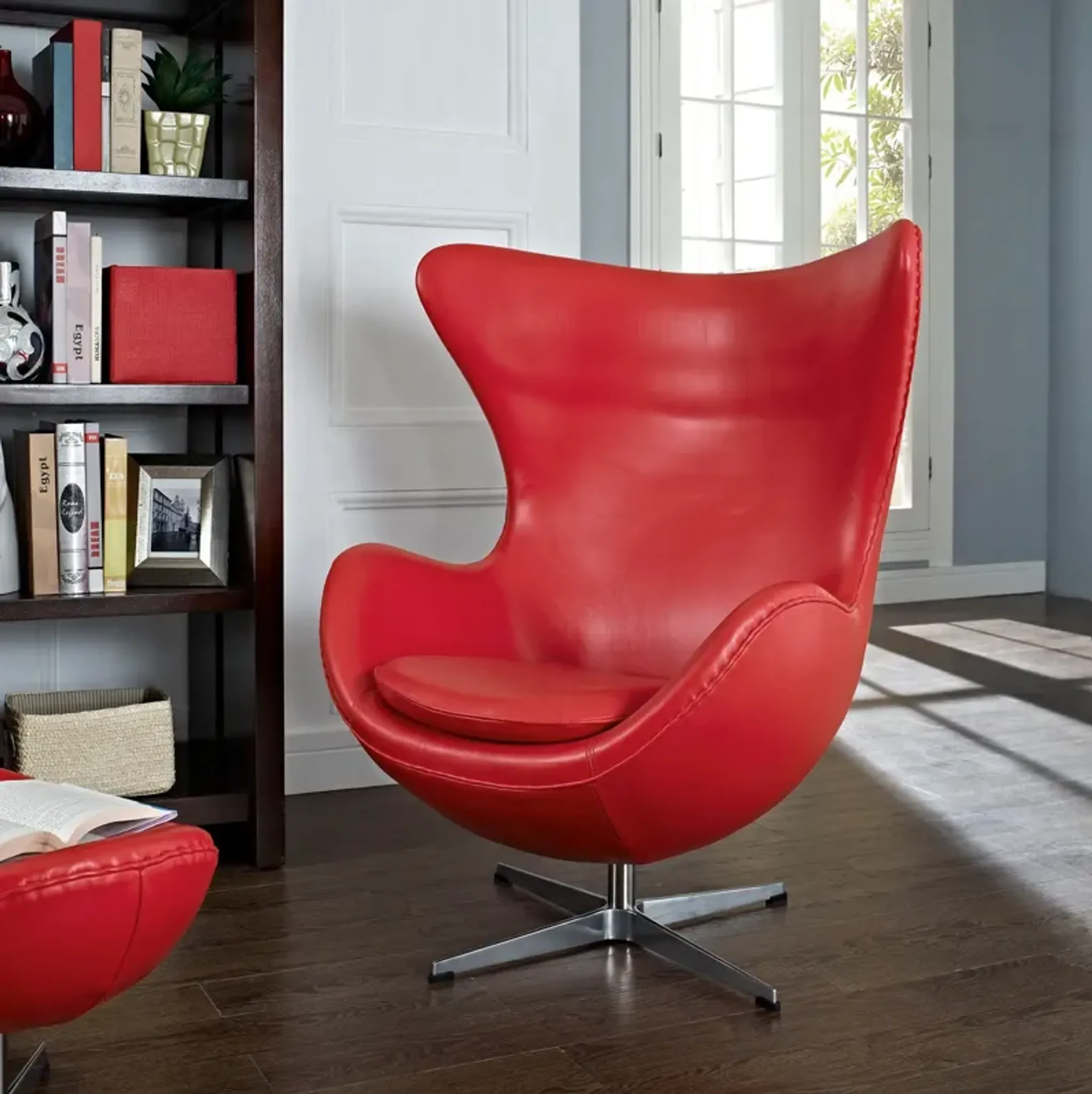 Glove Leather Lounge Chair By Modway Red Lexmod | Furniture.com