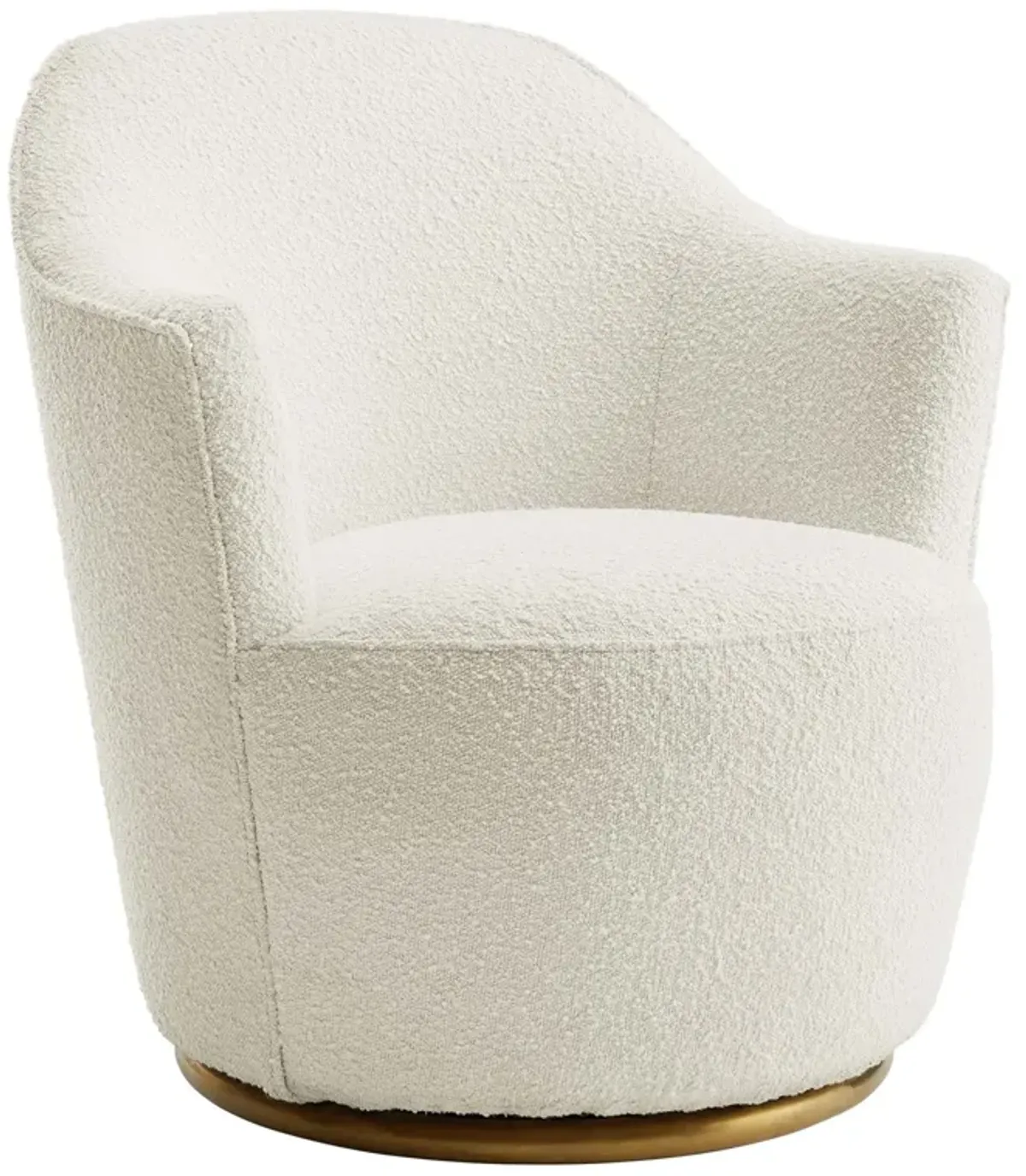 Nora Boucle Upholstered Swivel Chair by Modway White