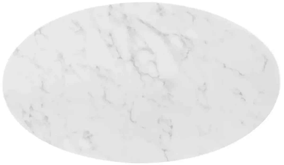 Tupelo 48" Oval Artificial Marble Dining Table by Modway Gold White