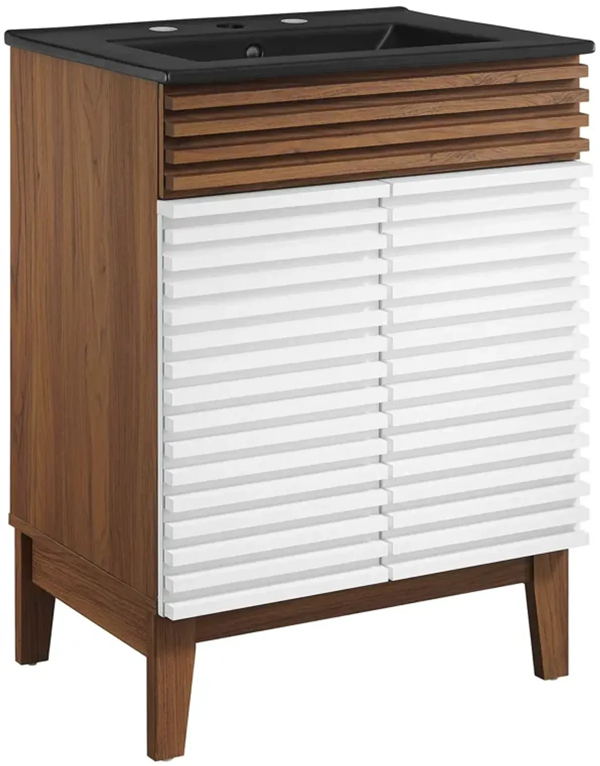 Render Bathroom Vanity with Black Basin Included by Modway 24" / White Walnut Black