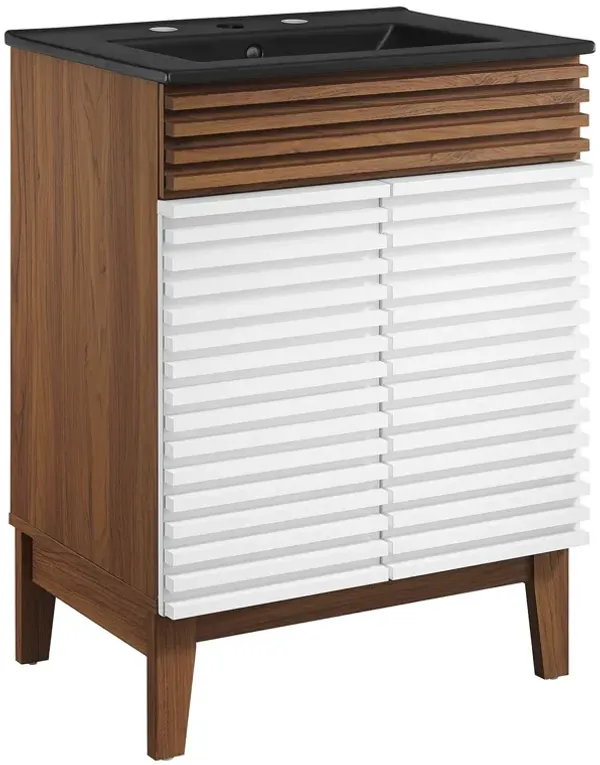 Render Bathroom Vanity with Black Basin Included by Modway 24" / White Walnut Black