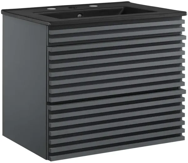 Render Wall-Mount Bathroom Vanity with Black Basin Included by Modway 24" / Gray Black