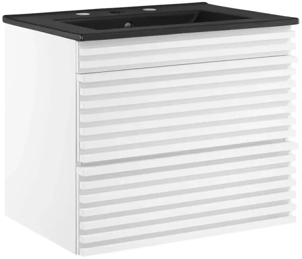 Render Wall-Mount Bathroom Vanity with Black Basin Included by Modway 24" / White Black
