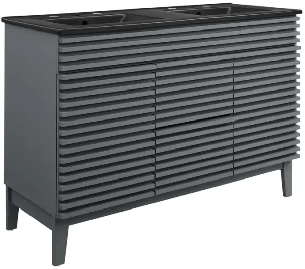 Render 48" Bathroom Vanity with Black Basin Included by Modway 48" Double / Gray Black