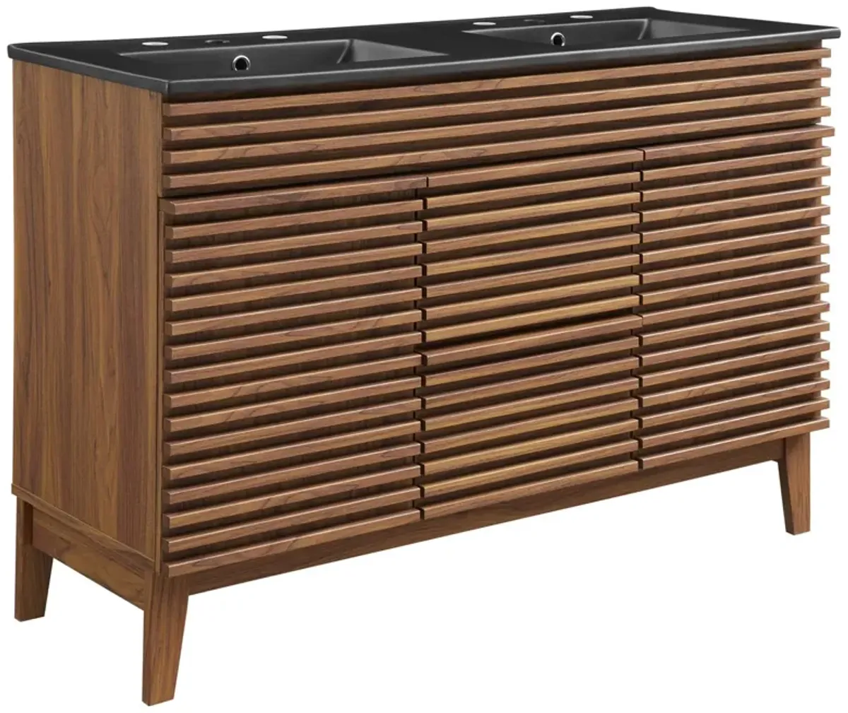Render 48" Bathroom Vanity with Black Basin Included by Modway 48" Double / Walnut Black