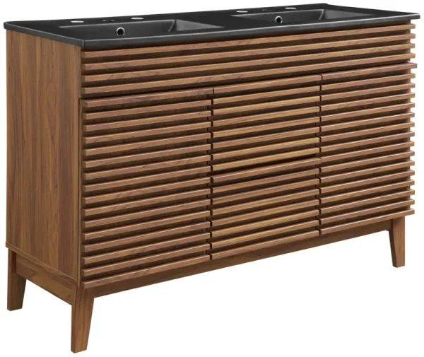 Render 48" Bathroom Vanity with Black Basin Included by Modway 48" Double / Walnut Black