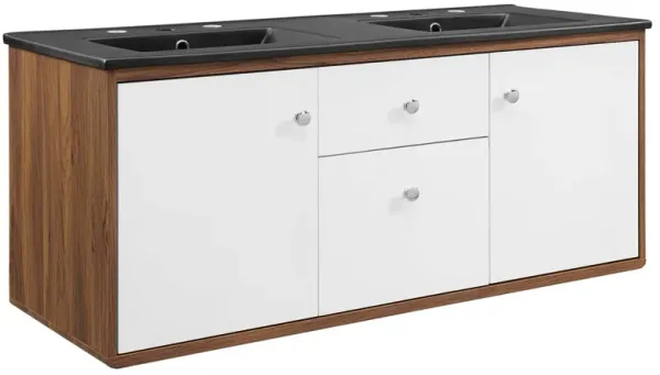Transmit Wall-Mount Bathroom Vanity Basin Included by Modway 48" Double / Walnut Black