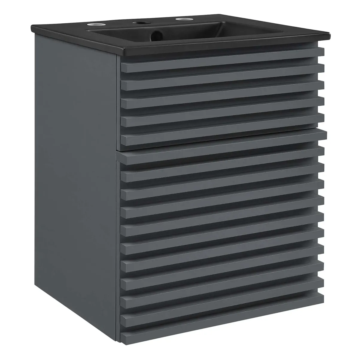 Render Wall-Mount Bathroom Vanity with Black Basin Included by Modway 18" / Gray Black