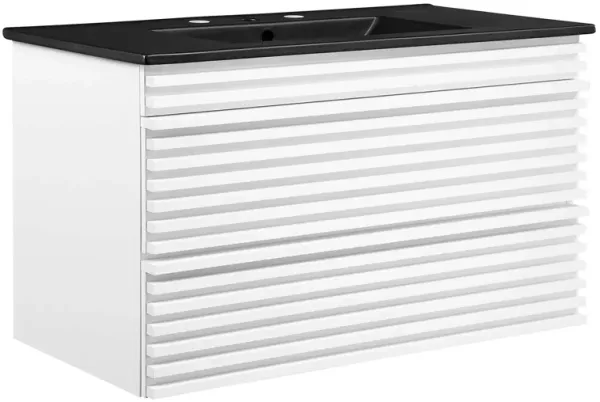 Render Wall-Mount Bathroom Vanity with Black Basin Included by Modway 36" / White Black