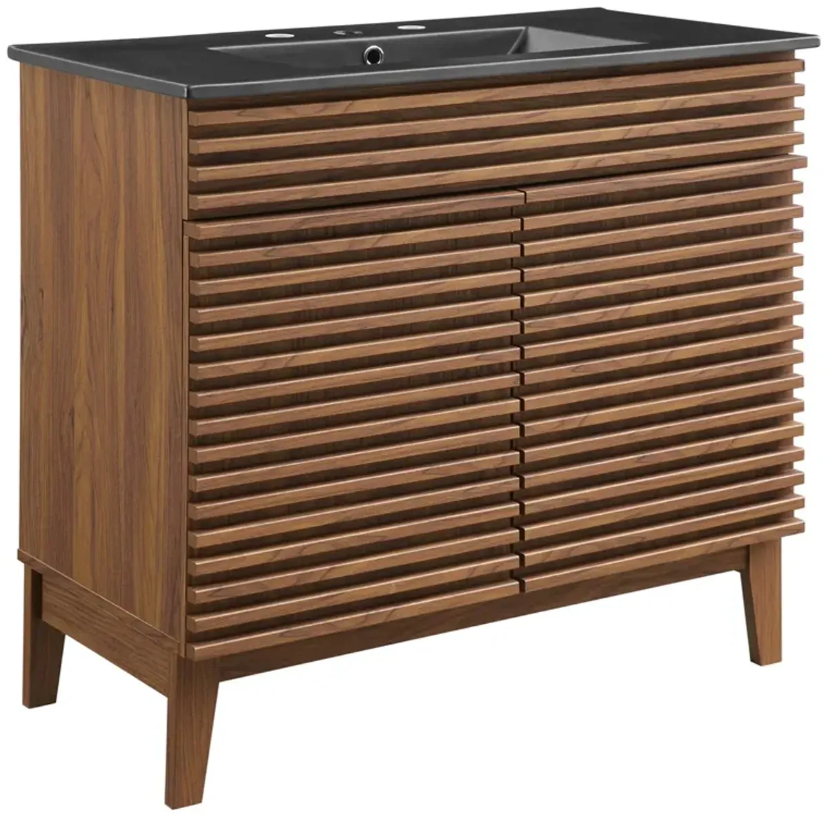 Render Bathroom Vanity with Black Basin Included by Modway 36" / Walnut Black