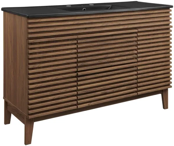 Render 48" Bathroom Vanity with Black Basin Included by Modway 48" Single / Walnut Black
