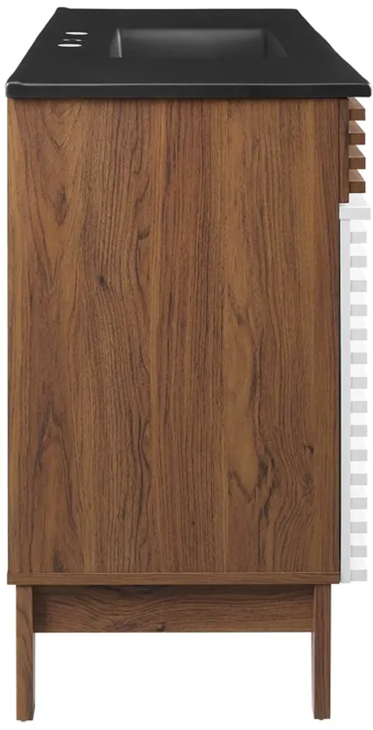 Render 48" Bathroom Vanity with Black Basin Included by Modway 48" Single / White Walnut Black
