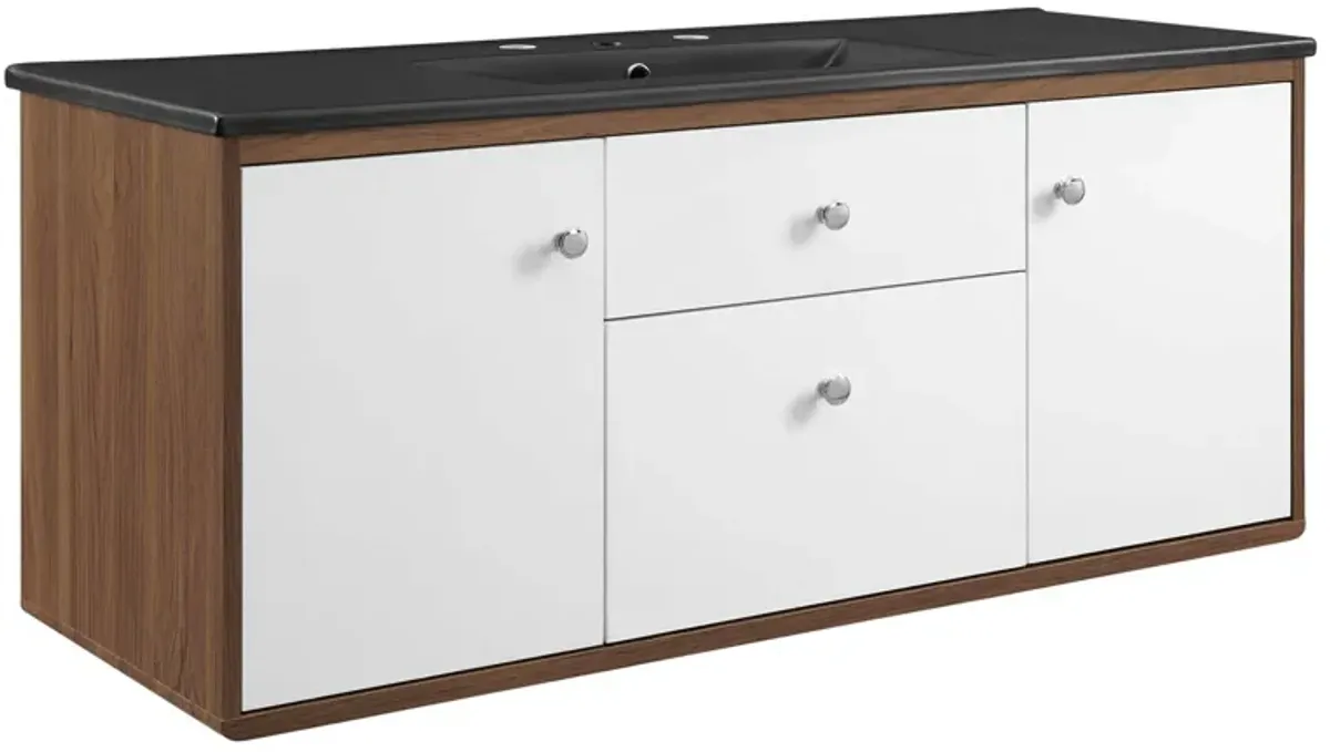 Transmit Wall-Mount Bathroom Vanity Basin Included by Modway 48" Single / Walnut Black