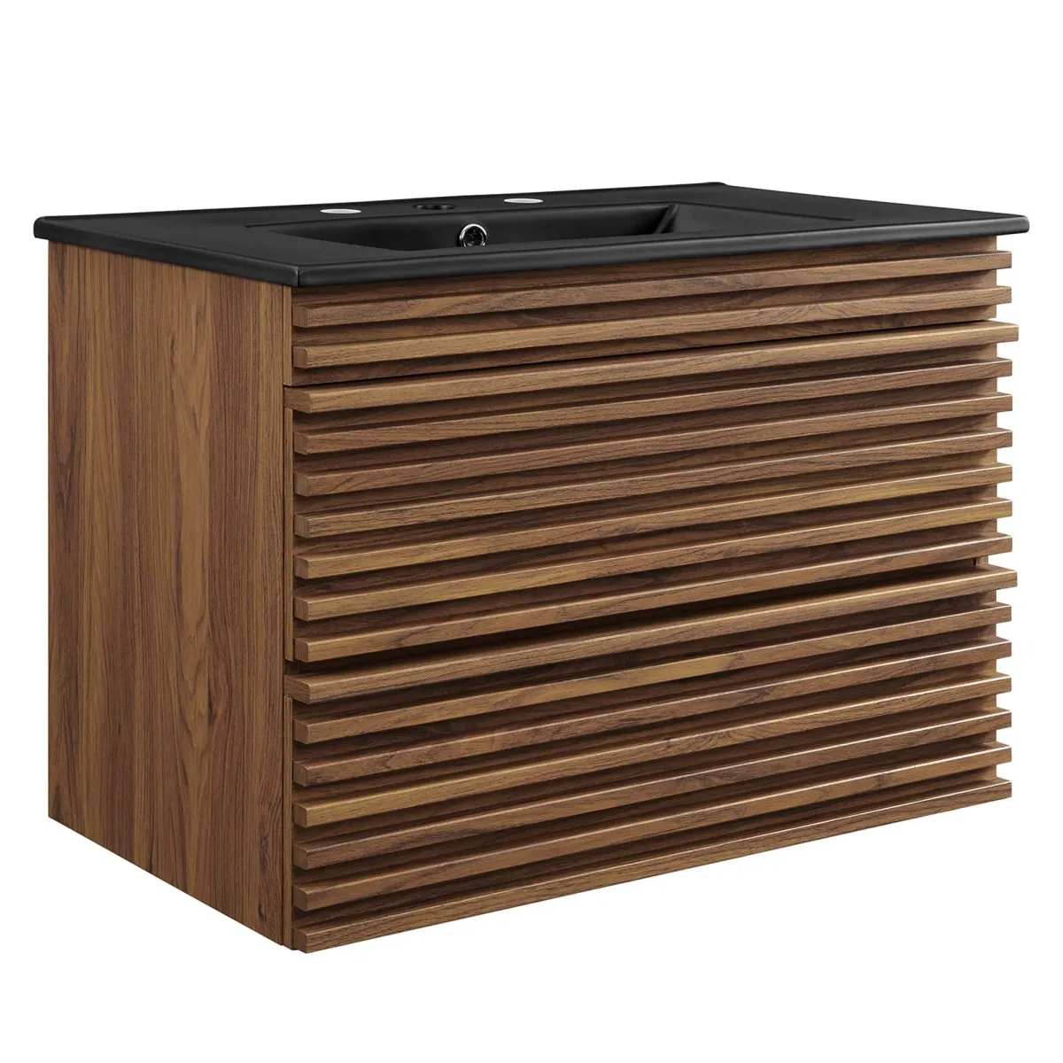 Render Wall-Mount Bathroom Vanity with Black Basin Included by Modway 30" / Walnut Black