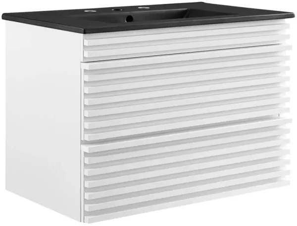 Render Wall-Mount Bathroom Vanity with Black Basin Included by Modway 30" / White Black
