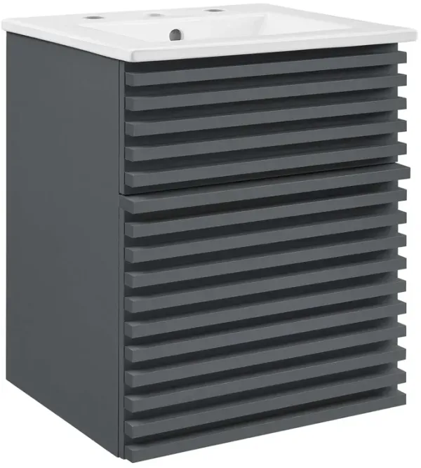 Render Wall-Mount Bathroom Vanity with White Basin Included by Modway 18" / Gray White