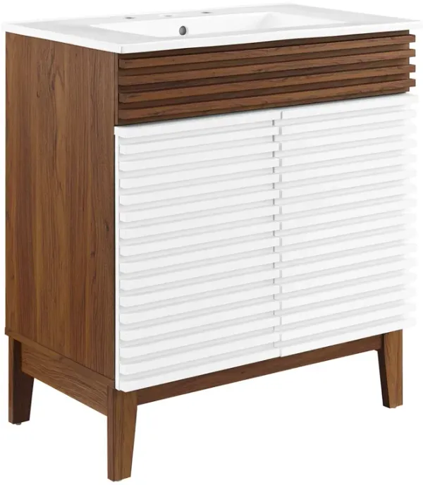 Render 30" and 36" Bathroom Vanities with White Basin Included by Modway 30" / White Walnut White