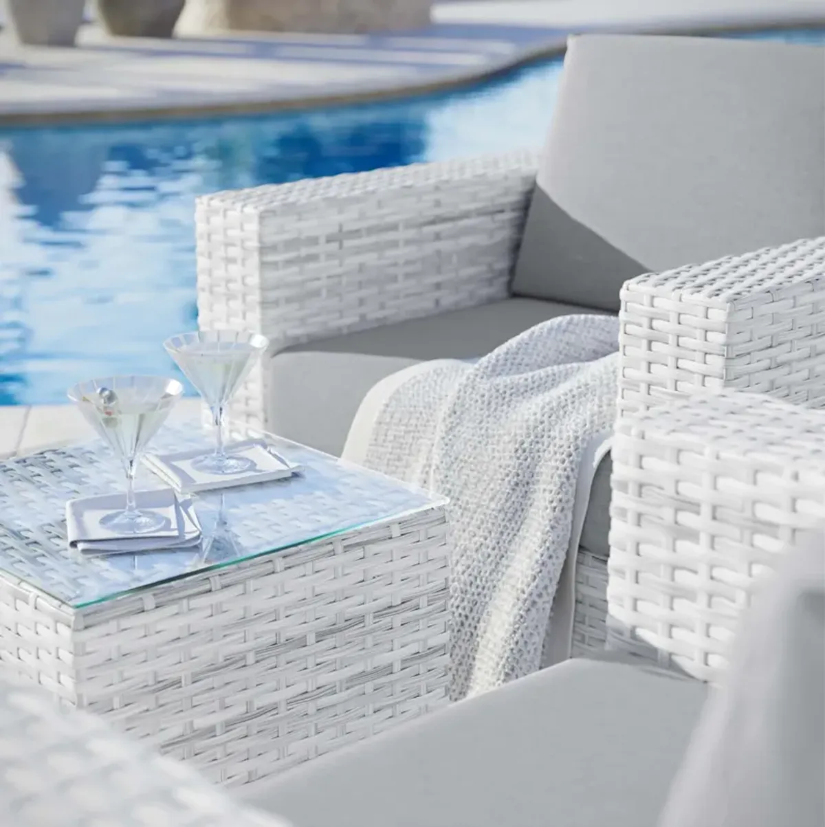 Convene 3-Piece Outdoor Patio Set by Modway Light Gray White